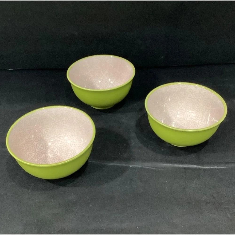 Jameson & Tailor Lime Green Cereal Bowls, Set of 3, Vintage Boutique Kitchenware